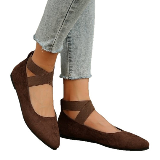 Damen Bequeme Ballerinas mit modischen Kreuzriemen EB