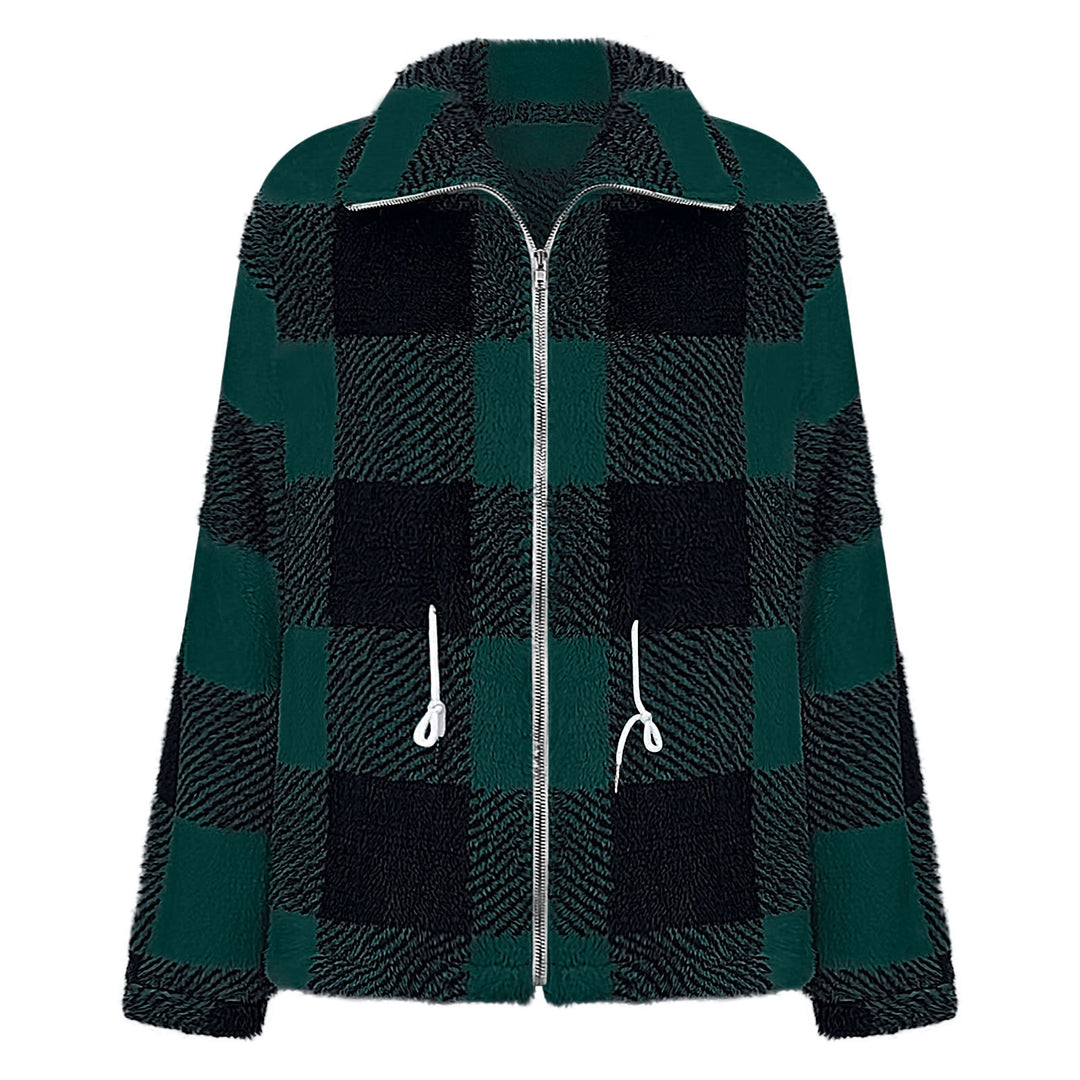Damen Plüschjacke mit Karomuster EB