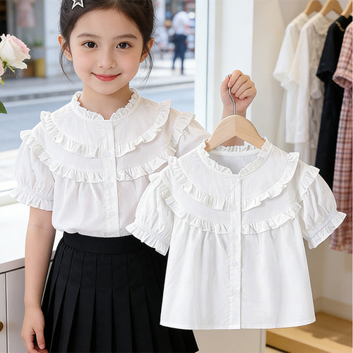 Mädchen Rüschenbluse mit elegantem Kragen EB