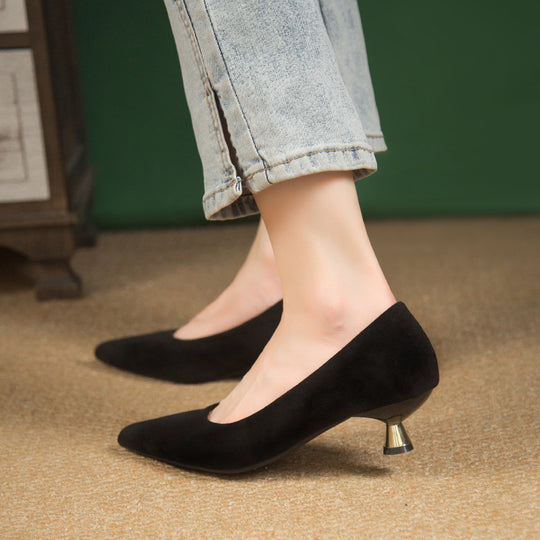 Damen elegante Ballerinas mit modischem Leopardenmuster und Absatz EB