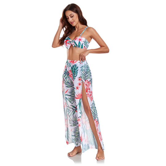 Damen Bikiniset mit transparenter Strandtunika EB