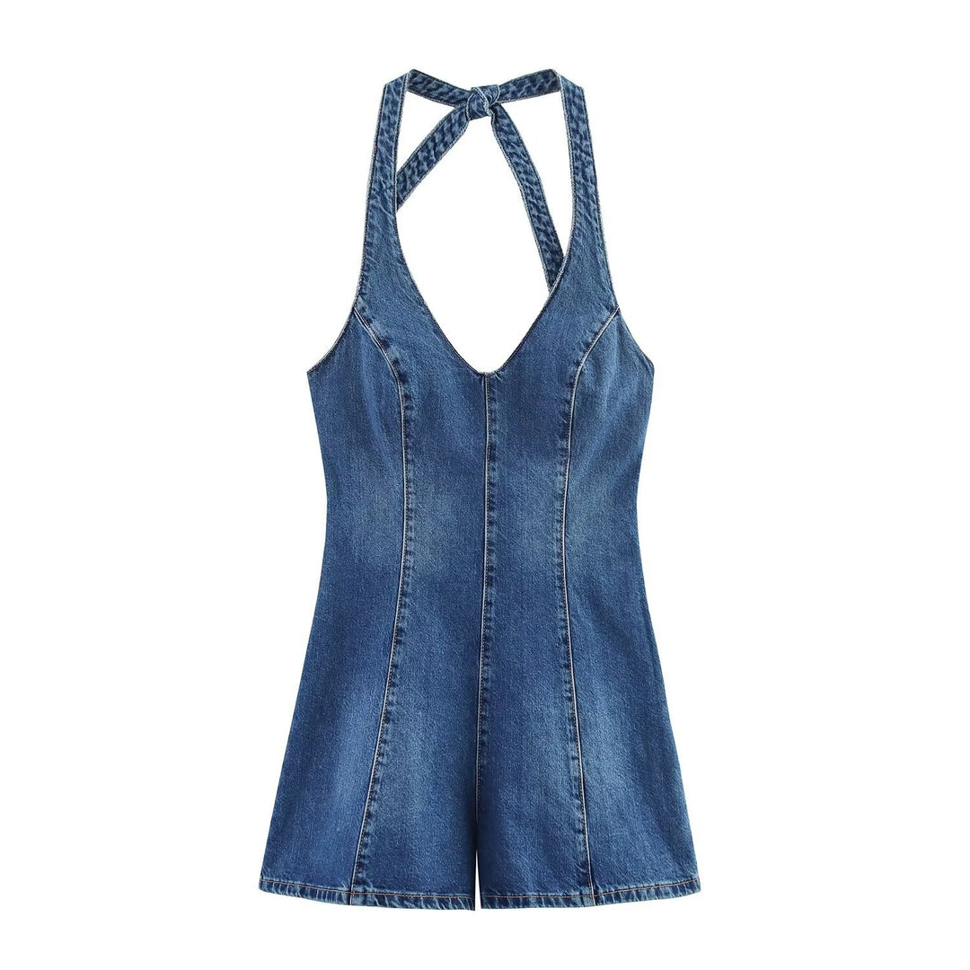Damen Jumpsuit aus Denim mit Kreuzträgern EB