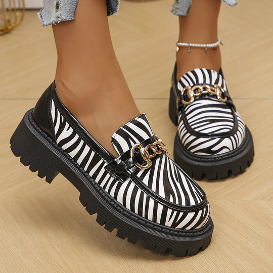Damen Trendige Mokassin-Schuhe mit auffälligem Zebra-Druck und komfortabler Sohle EB