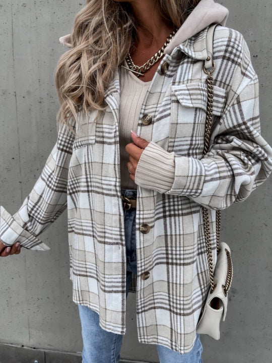 Damen Flanellhemdjacke im Karomuster mit praktischen Taschen und weichem Innenfutter EB