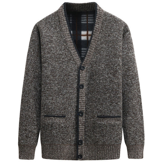 Herren Strickjacke mit V-Ausschnitt und hochwertigen Details EB