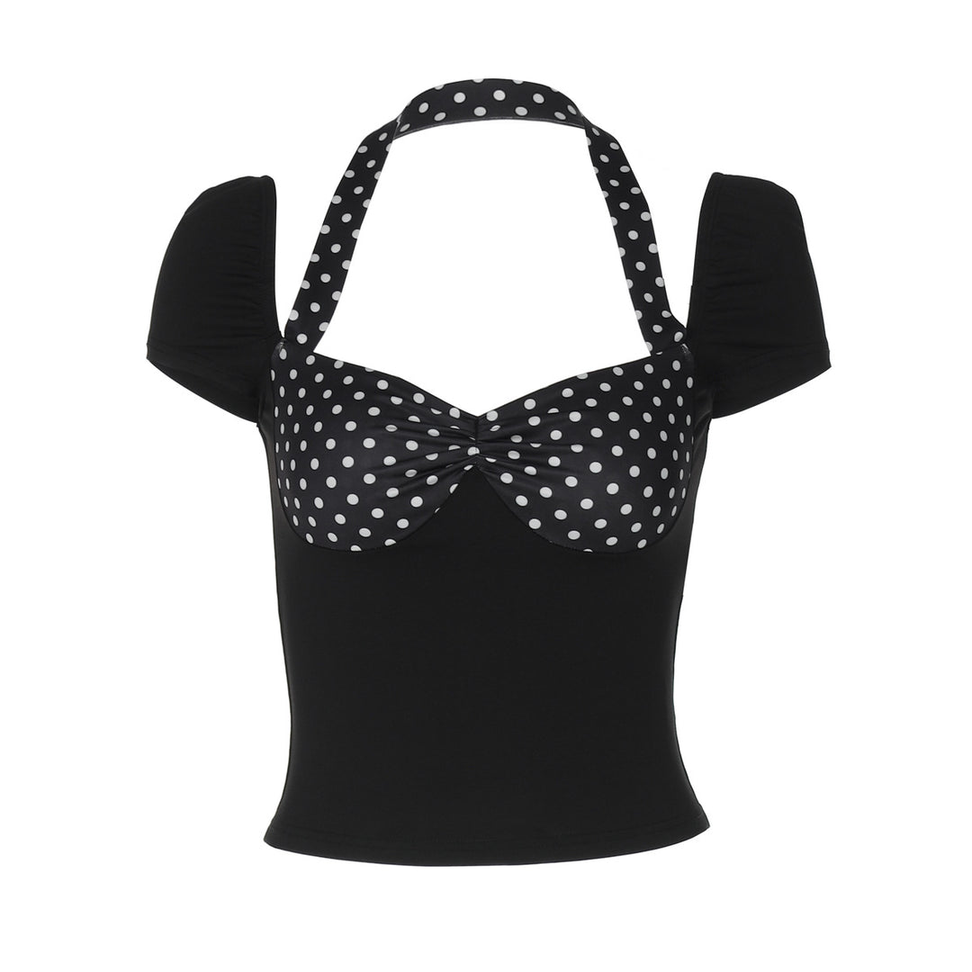 Damen Polka-Dots Top mit Raffungen EB