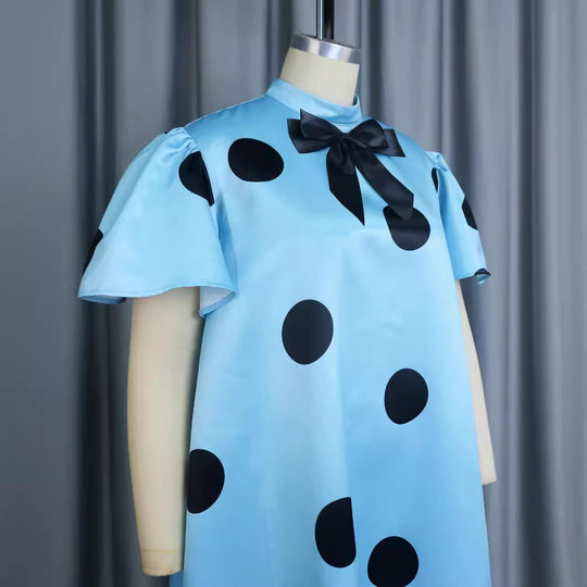 Damen Verspieltes Punktekleid mit schickem Schleifendetail EB
