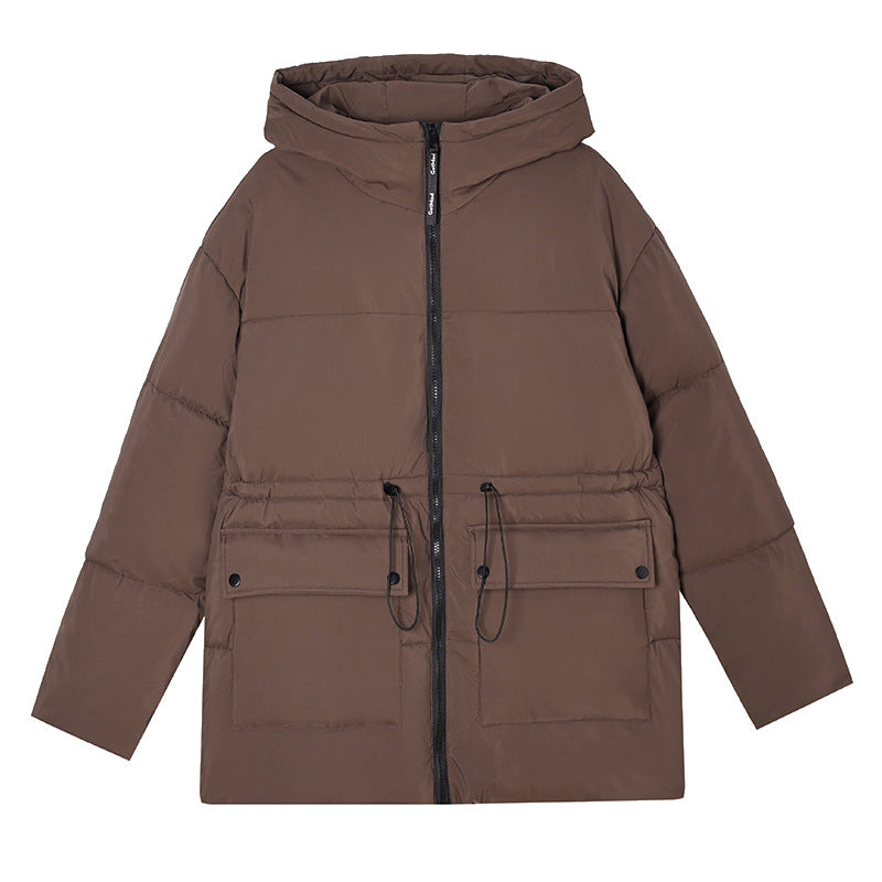 Damen nan mittellanger Thermoparka mit taillierendem Tunnelzug, ergonomischer Kapuze und großen Klapppattentaschen EB