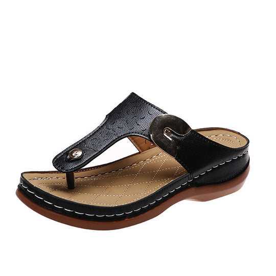 Damen Komfortable Zehentrenner-Sandalen mit modischem Riemen-Design EB