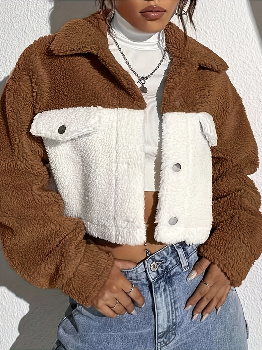 Damen Fleecejacke im Oversize-Stil mit Taschen EB