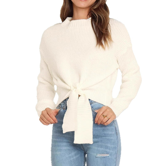 Damen modischer Pullover mit variabler Knöchelbindung EB