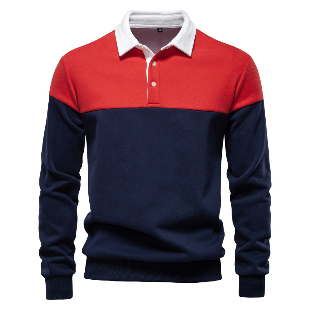 Herren Langarm Poloshirt mit modernen Farbapplikationen und hochwertigem Stoff EB