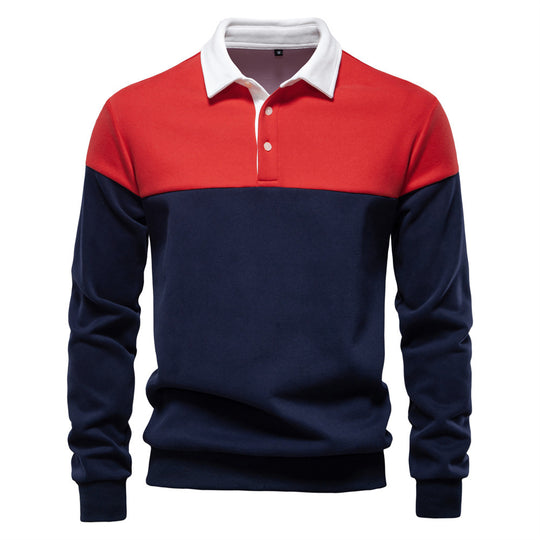 Herren Langarm Poloshirt mit modernen Farbapplikationen und hochwertigem Stoff EB