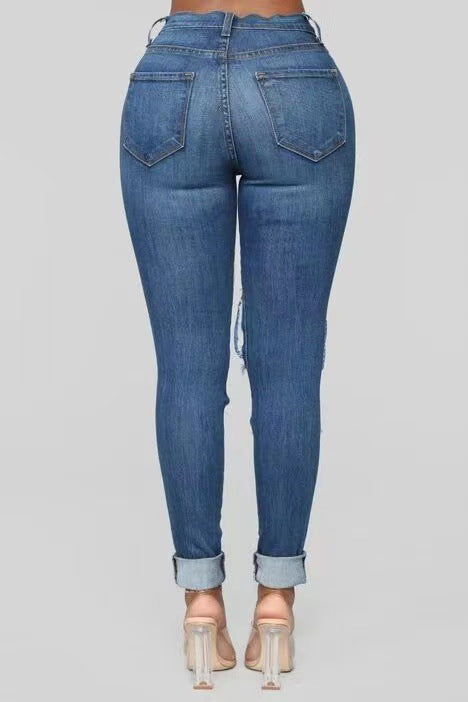 Damen Skinny-Jeans mit Riss-Design EB