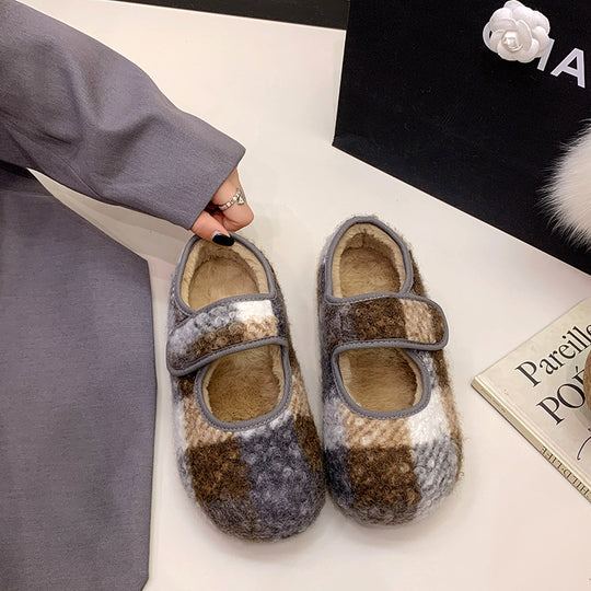 Damen Kuschelige Hausschuhe mit verstellbarem Riemen und weichem Innenfutter EB