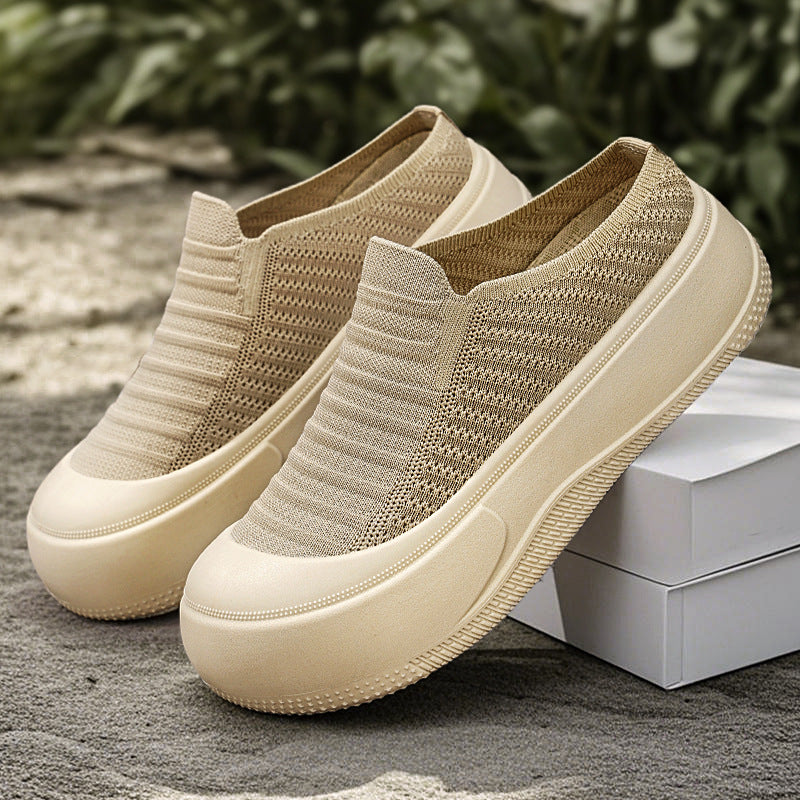 Damen nan gestrickter Slip-On Plateau-Sneaker mit nahtlosem Sockenschaft und robuster Profilsohle EB