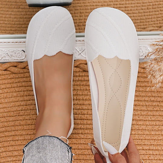 Damen Bequeme Slip-On Ballerinas mit wellenförmigem Design und elastischem Obermaterial EB