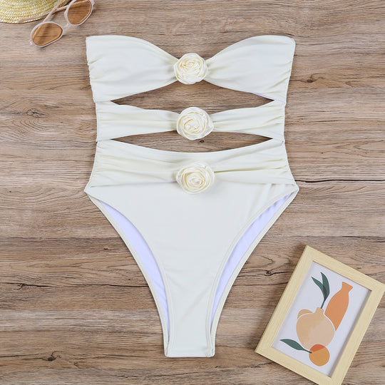 Damen Einteiliger Badeanzug mit floralem Design und innovativem Cut-Outs EB