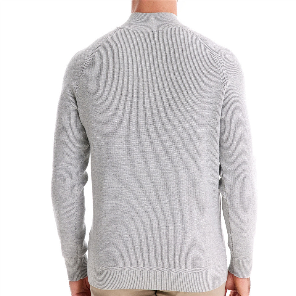 Herren Strickpullover mit halbem Reißverschluss und sportlichen Details EB