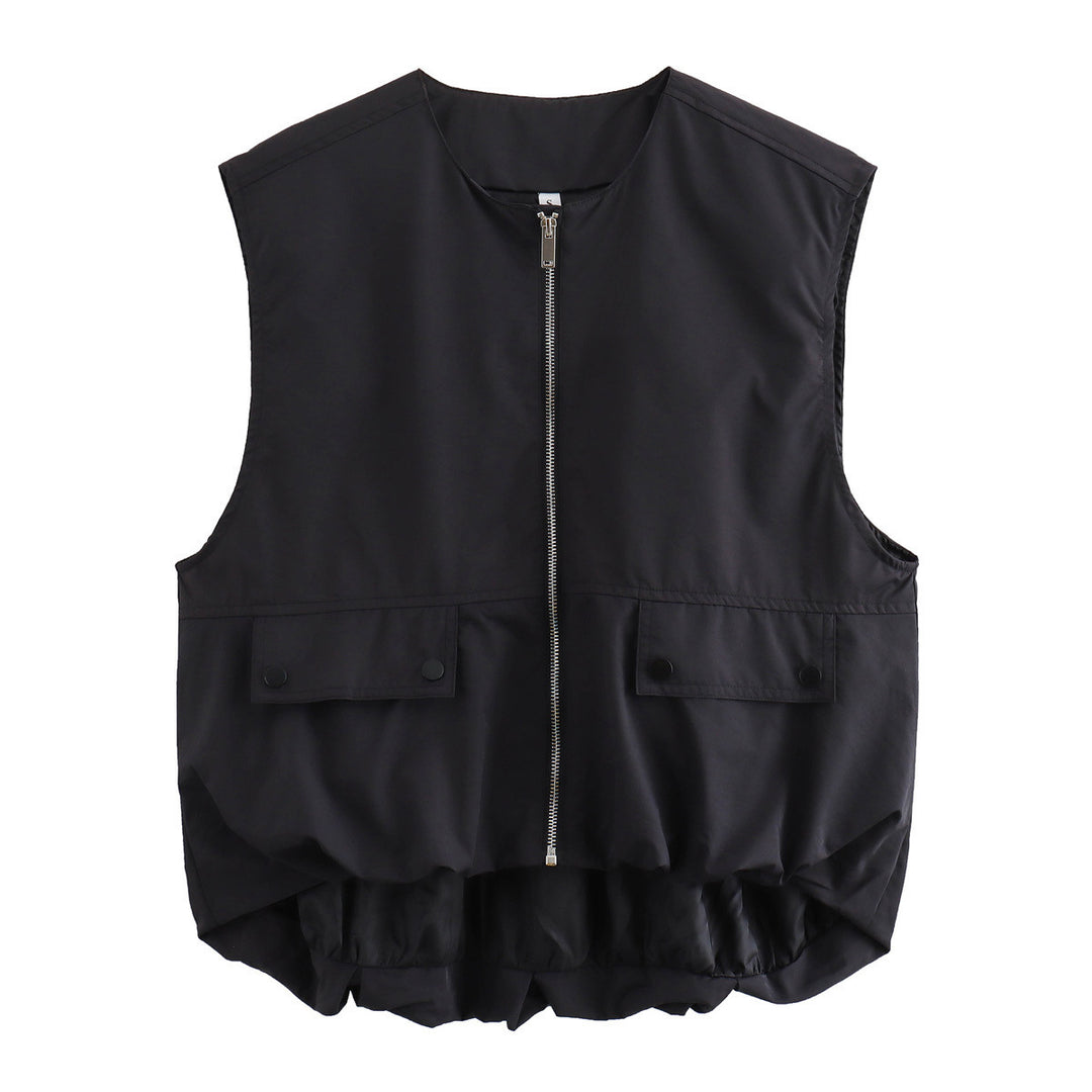 Damen Steppweste mit hohen Taschen und Gummizug EB