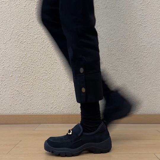 Damen Komfortable Mokassins mit modischem Schnallen-Design EB