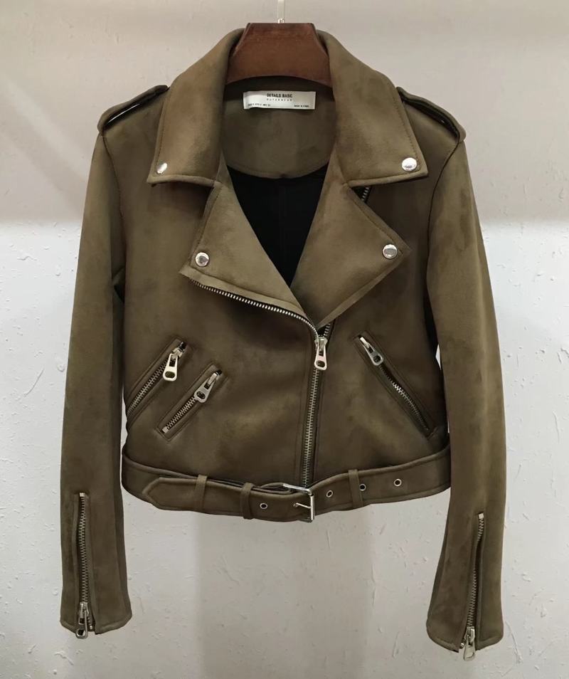 Damen Bikerjacke aus hochwertigem Wildlederimitat mit asymmetrischem Reißverschluss EB