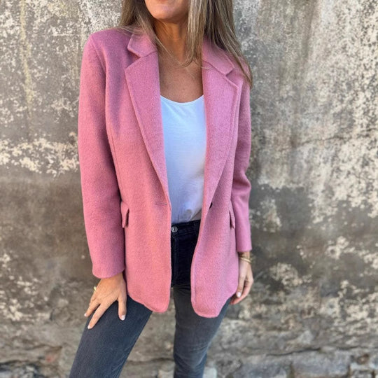 Damen elegante Wolljacke mit doppeltem Knopf EB