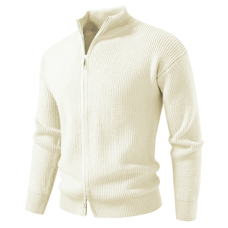 Herren Strickjacke mit hohem Kragen und durchgehender Reißverschluss EB