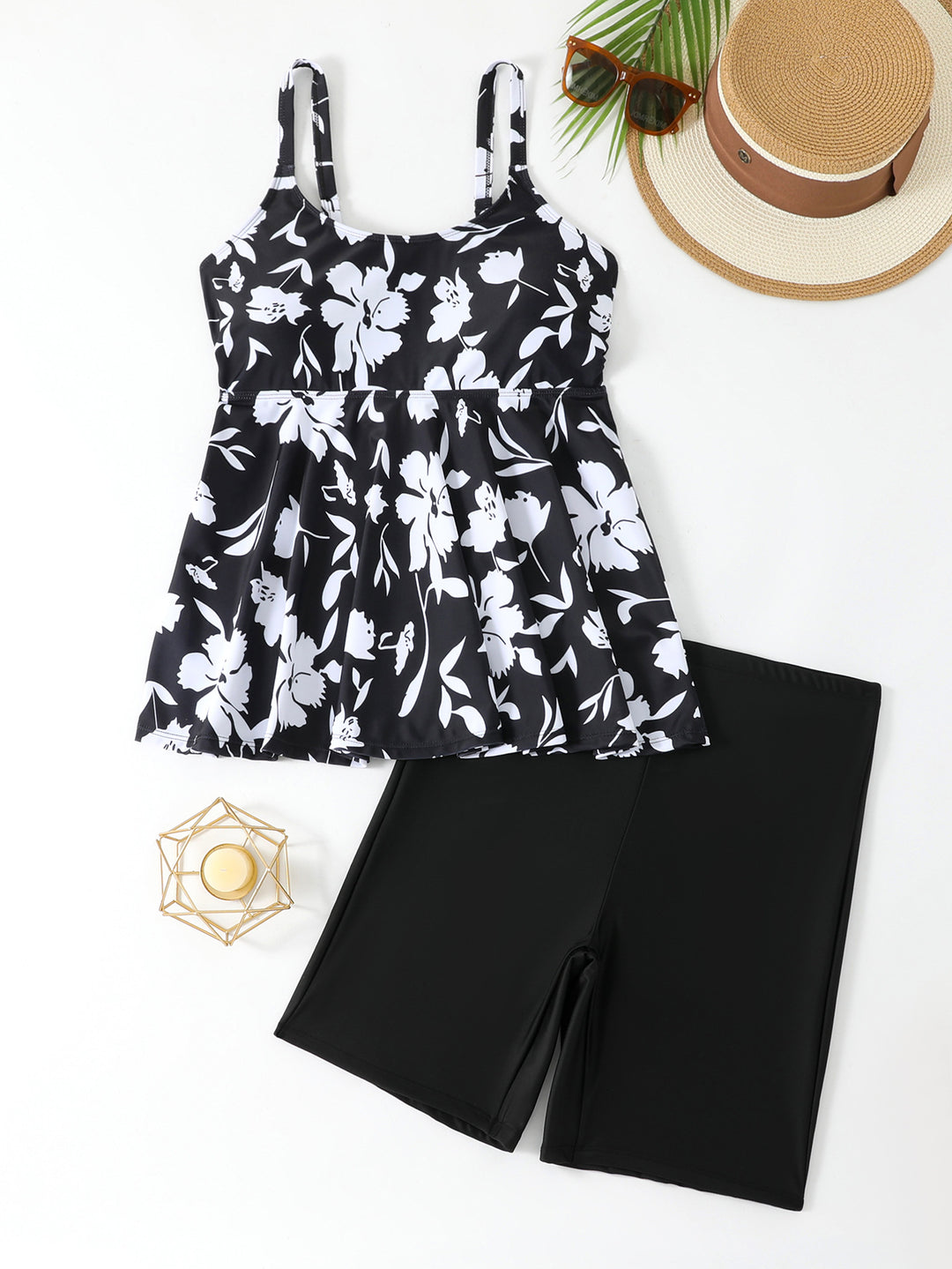 Damen Tankini-Set mit floralem Oberteil und Shorts EB
