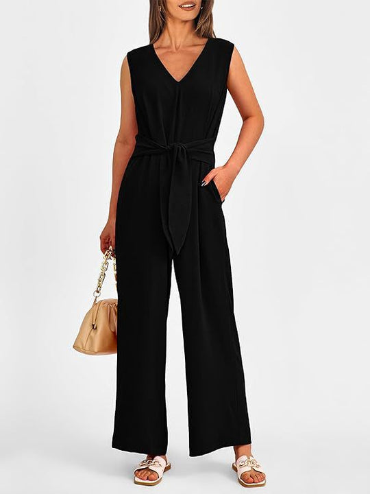 Damen eleganter Jumpsuit mit tailliertem Schnitt und weitem Bein EB