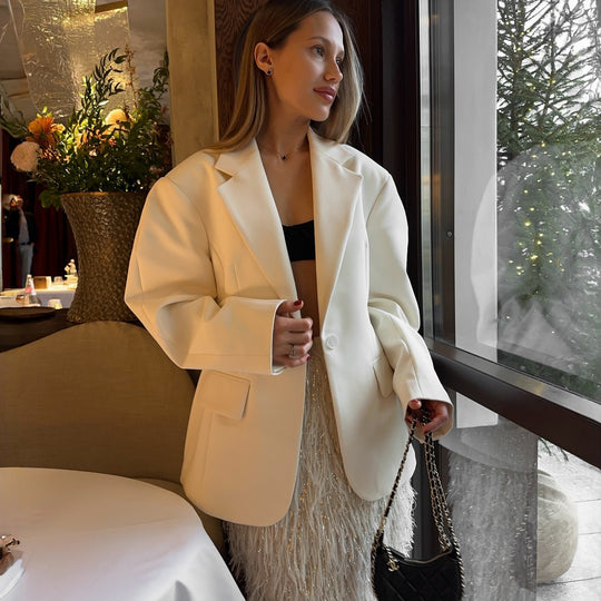 Damen Oversized Blazerjacke mit besonderen Knopfdetails und lässigem Schnitt EB