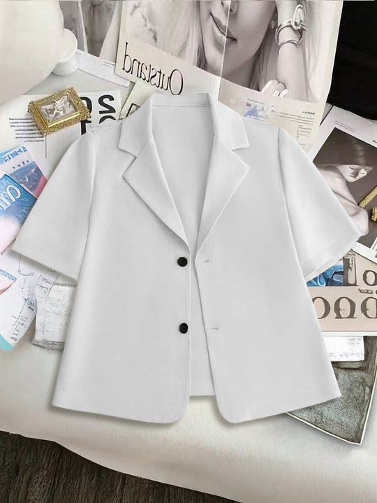 Damen Kurzärmelige Blazerjacke aus leichtem Material EB