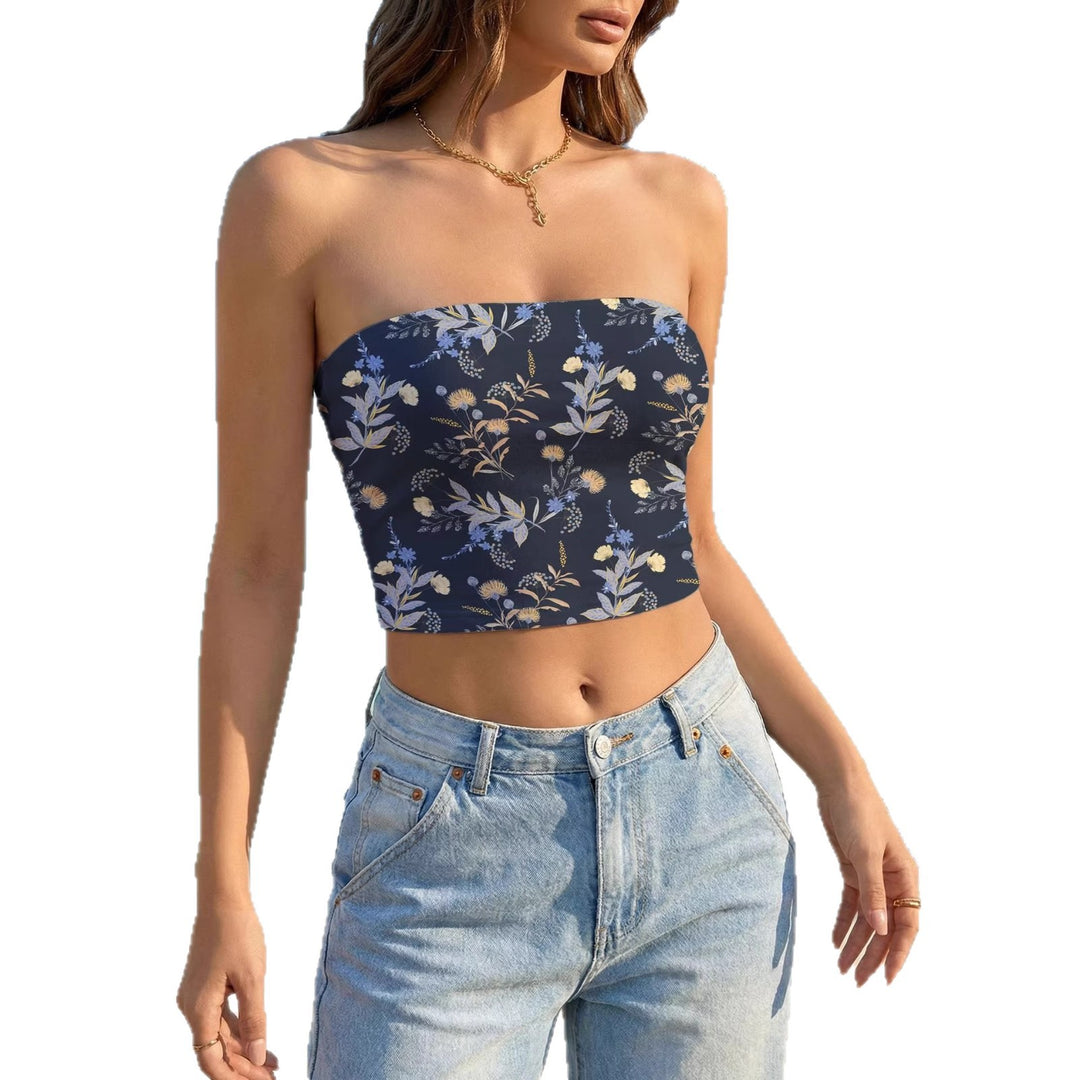 Damen Bandeau-Top mit lebhaftem Blumendesign EB