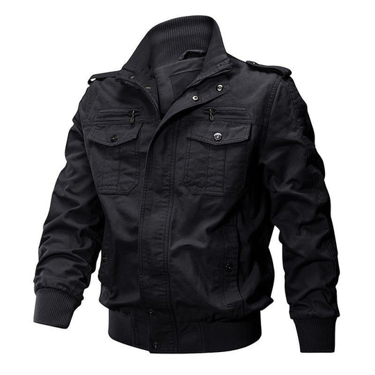 Herren nan Canvas-Utility-Blouson mit hochgeschlossenem Stehkragen, Pattentaschen und elastischem Saum EB