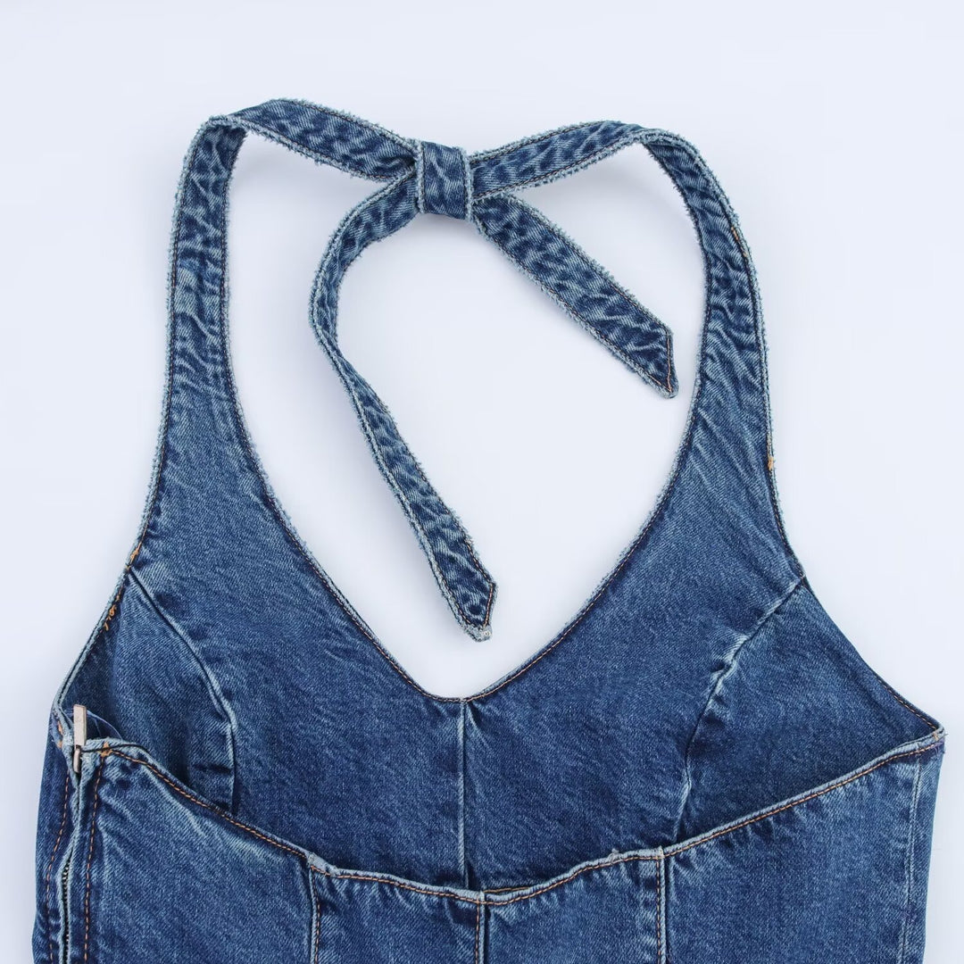 Damen Jumpsuit aus Denim mit Kreuzträgern EB