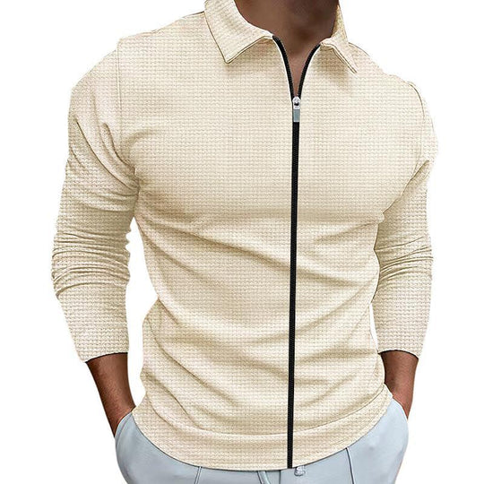 Herren sportliches Langarmshirt mit modernem Reißverschluss und strukturiertem Design EB