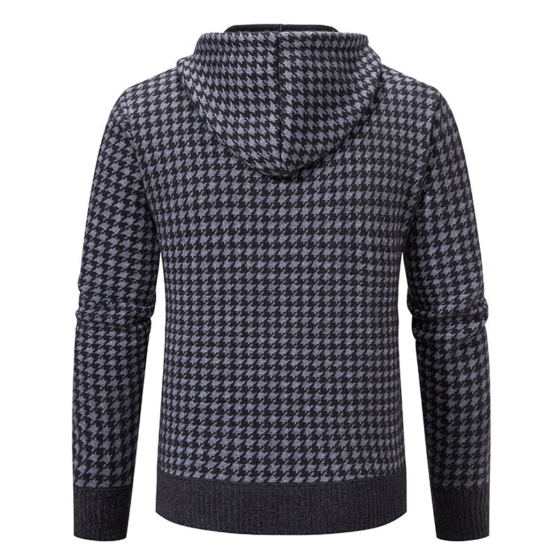 Herren elegante und bequeme Strickjacke mit Kapuze EB