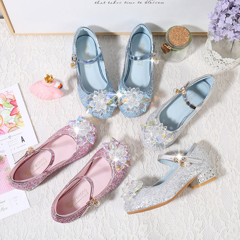 Mädchen Ballerinas mit funkelnden Kristallblüten und Glitzer EB