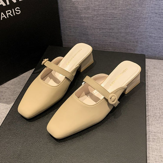 Damen elegante Mules mit schickem Riemendesign EB