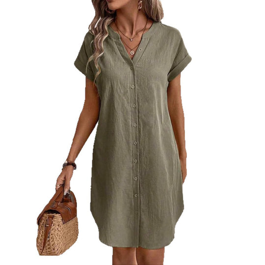 Damen lässiges Hemdblusenkleid EB