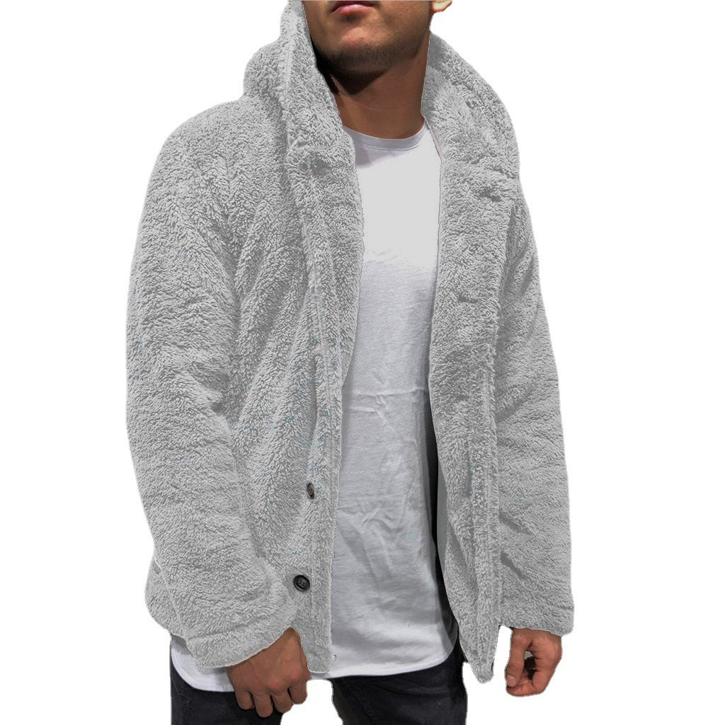 Herren Kuschelige Teddyjacke mit breitem Revers und praktischen Taschen EB