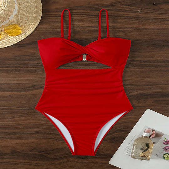 Damen Einteiler Badeanzug mit raffiniertem Cut-Out und verstellbaren Trägern EB