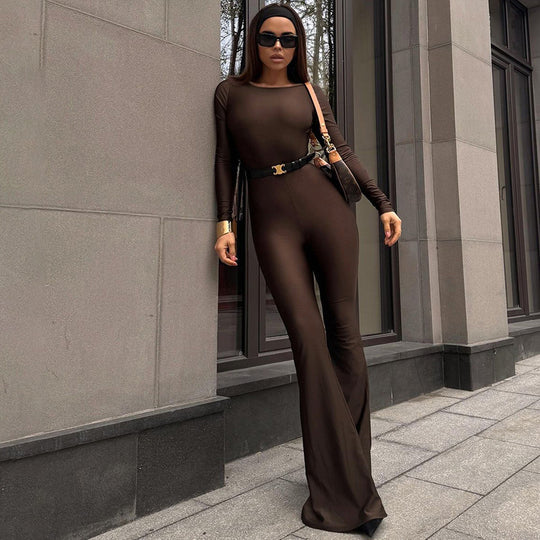 Damen Jumpsuit mit schulterfreiem Design und weitem Bein EB