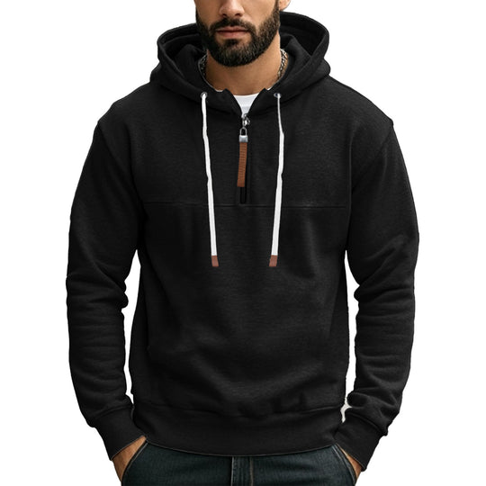 Herren Kapuzensweater mit halbem Reißverschluss und modernem Schnitt EB