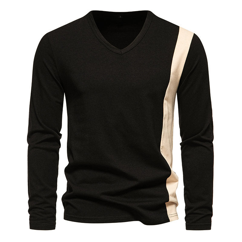 Herren Langarmshirt mit modernem V-Ausschnitt und kontrastierendem Design EB