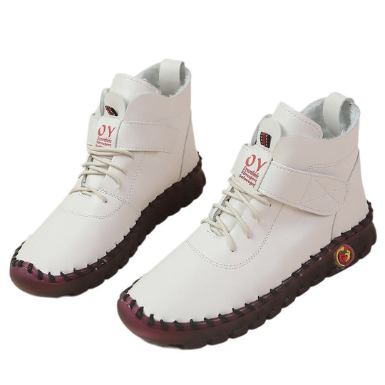 Damen Schnürstiefel mit weichem Kunstleder und praktischer Schnalle EB