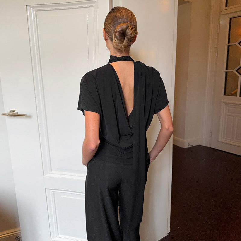 Damen Cropped Oberteil mit hochgeschlossenem Kragen und voluminösen Ärmeln EB