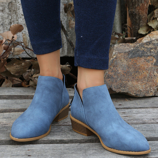 Damen modische Stiefeletten mit elegantem Reißverschluss und bequemer Sohle EB