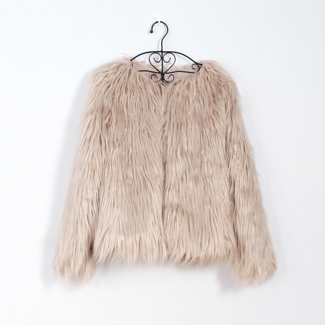 Damen Flauschige Kunstpelzjacke mit lässigem Schnitt EB
