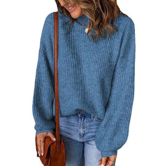 Damen modischer Grobstrickpullover mit weitem Schnitt EB